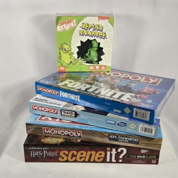 Lot Of 5 Sealed Board Games Monopoly, Scene It, Raptar Rampage, Fortnite - Picture 1 of 10